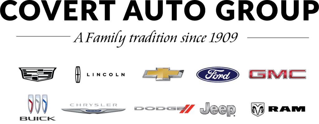 Covert Auto Group logo with various car brand logos.